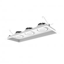 Nora NMRT3-3RL530FWW - Three-Head Flanged LED Multiple Lighting Trim, 3500lm per Head w/ Flood Optic, 3000K, Regressed