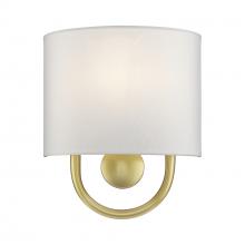 Livex Lighting 42891-33 - 1 Light Soft Gold ADA Sconce with Hand Crafted Off-White Fabric Shade