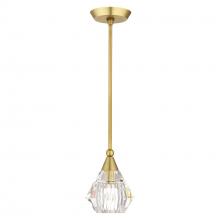 Livex Lighting 47071-08 - 1 Light Natural Brass Crystal Single Pendant