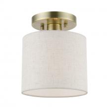 Livex Lighting 49807-01 - 1 Light Antique Brass Petite Semi-Flush