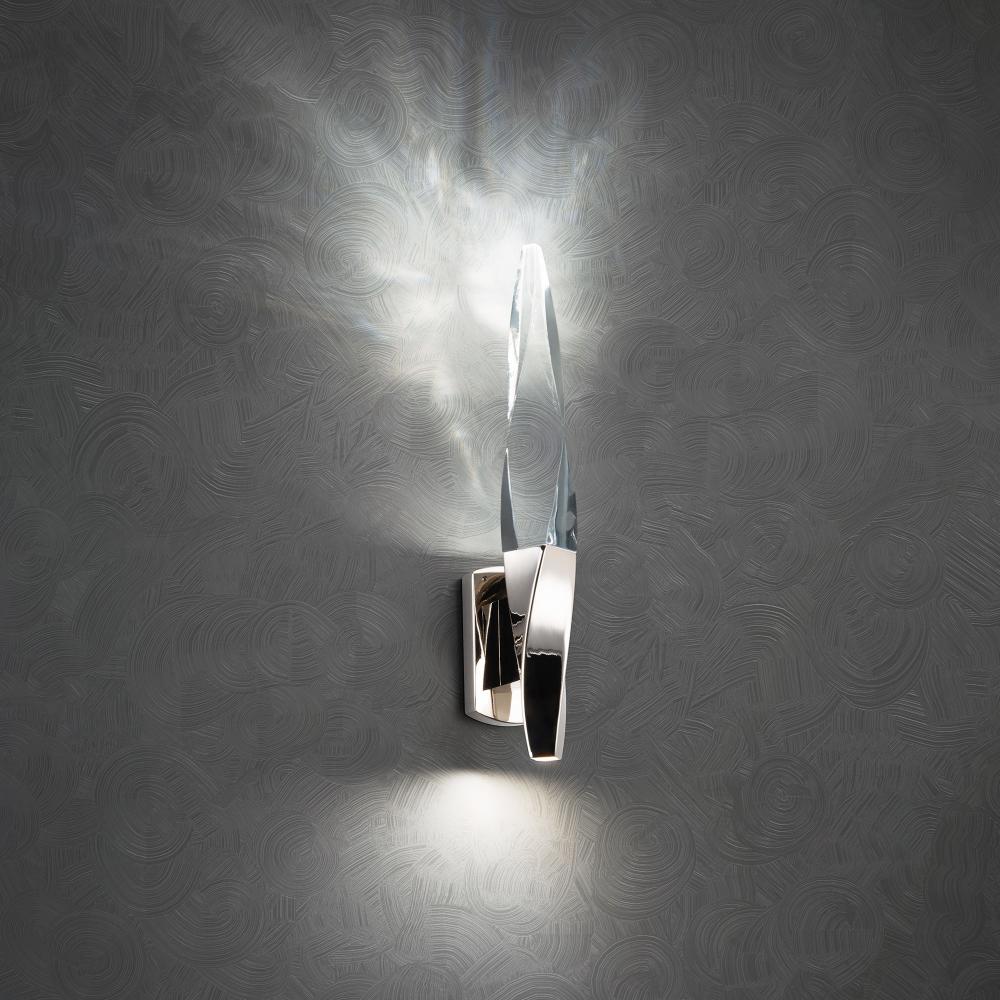 Kindjal 18in LED 3000K/3500K/4000K 120V-277V Wall Sconce in Polished Nickel with Clear Optic Cryst