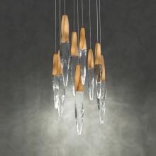 Schonbek Beyond BPD13209-PN - Kindjal 9 Light LED 3000K/3500K/4000K 120V-277V Multi-Light Pendant in Polished Nickel with Clear