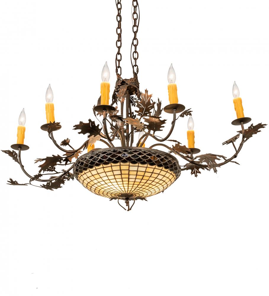 48" Long Greenbriar Oak 8 Light Chandelier