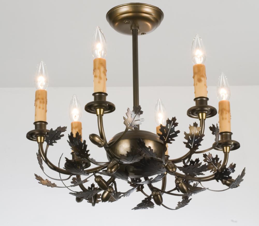 19" Wide Oak Leaf & Acorn 6 LT Mini Chandelier