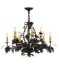 Meyda Blue 144383 - 32" Wide Oak Leaf & Acorn 9 Light Chandelier