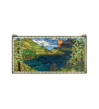 Meyda Blue 65497 - 40"W X 20"H Sunset Meadow Stained Glass Window