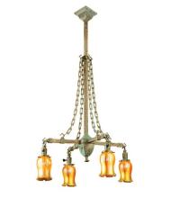 Meyda Blue 67330 - 26"W Craftsman Favrile 4 LT Chandelier