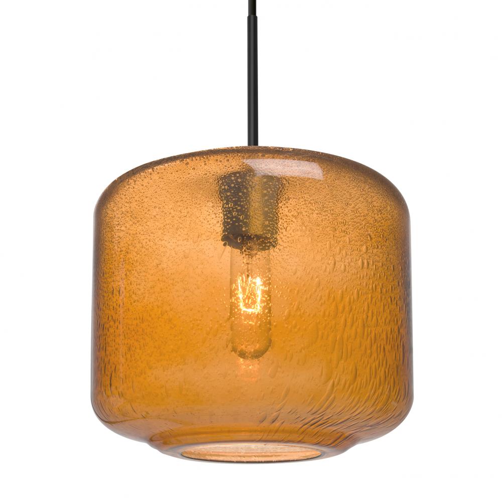 Besa Niles 10 Pendant, Amber Bubble, Black Finish, 1x4W LED Filament