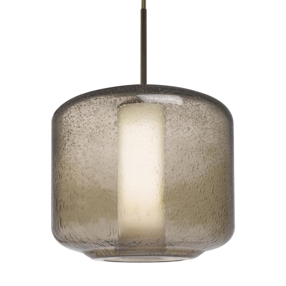 Besa Niles 10 Pendant, Smoke Bubble/Opal, Bronze Finish, 1x5W LED, 15Ft. Cord