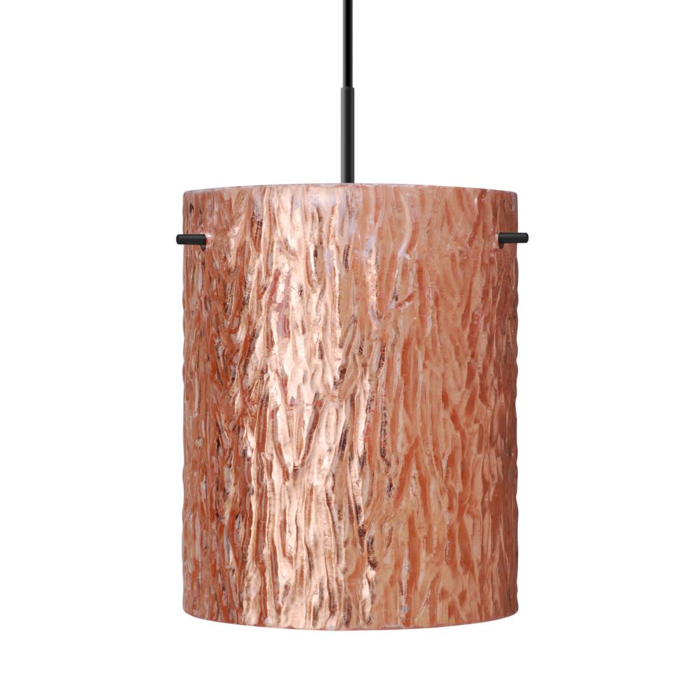 Besa Tamburo 8 Pendant, Stone Copper Foil Black Finish, 1x11W LED