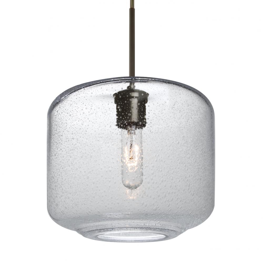 Besa Niles 10 Pendant, Clear Bubble, Bronze Finish, 1x60W Medium Base T10, 15Ft. Cord