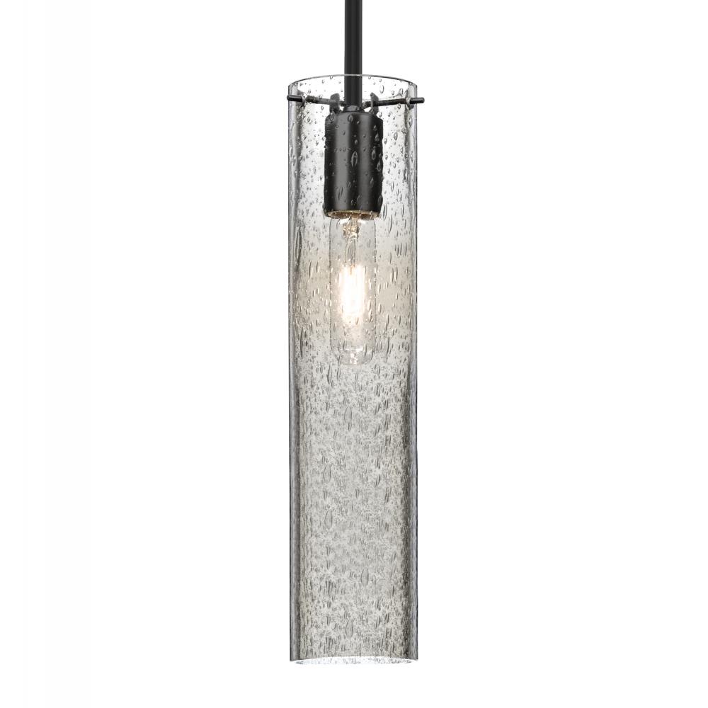 Besa, Juni 16 Stem Pendant, Clear Bubble, Black, 1x4W LED Filament