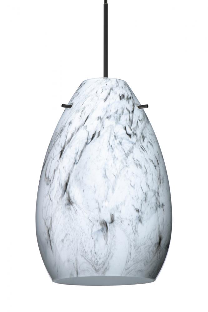 Besa Pendant Pera 6, Black Finish, Marble Grigio 1x5W LED