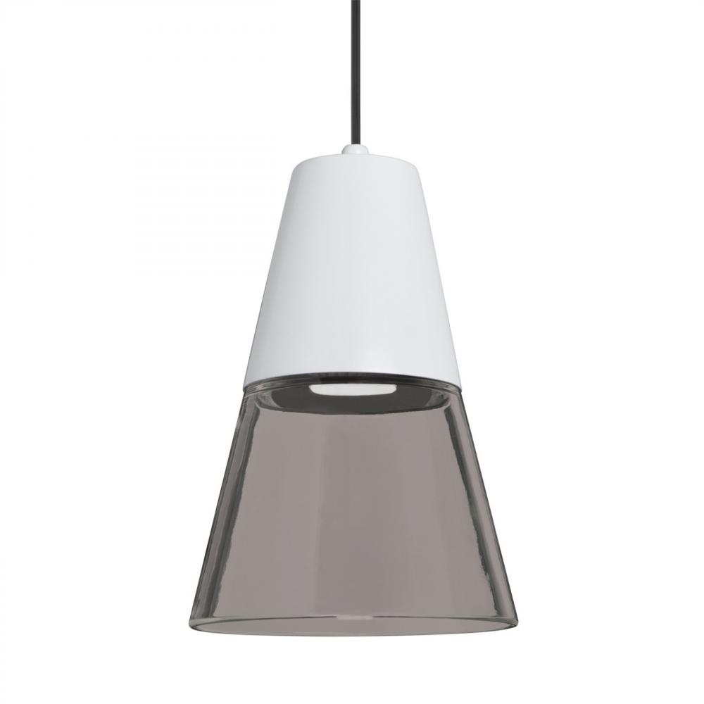 Besa Timo 6 Pendant,Smoke/White, Black Finish, 1x9W LED