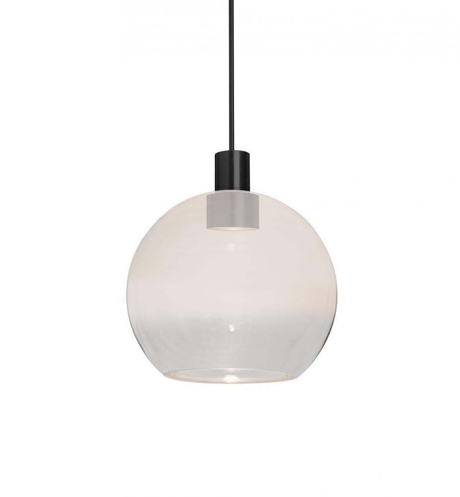 Besa Newton 6 Pendant, Milky White/Clear, Black Finish, 1x3W LED