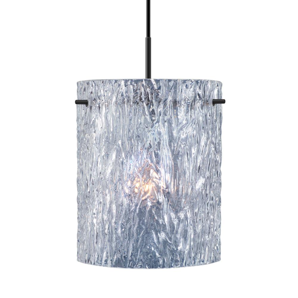 Besa Tamburo 8 Pendant, Clear Stone, Black Finish, 1x11W LED