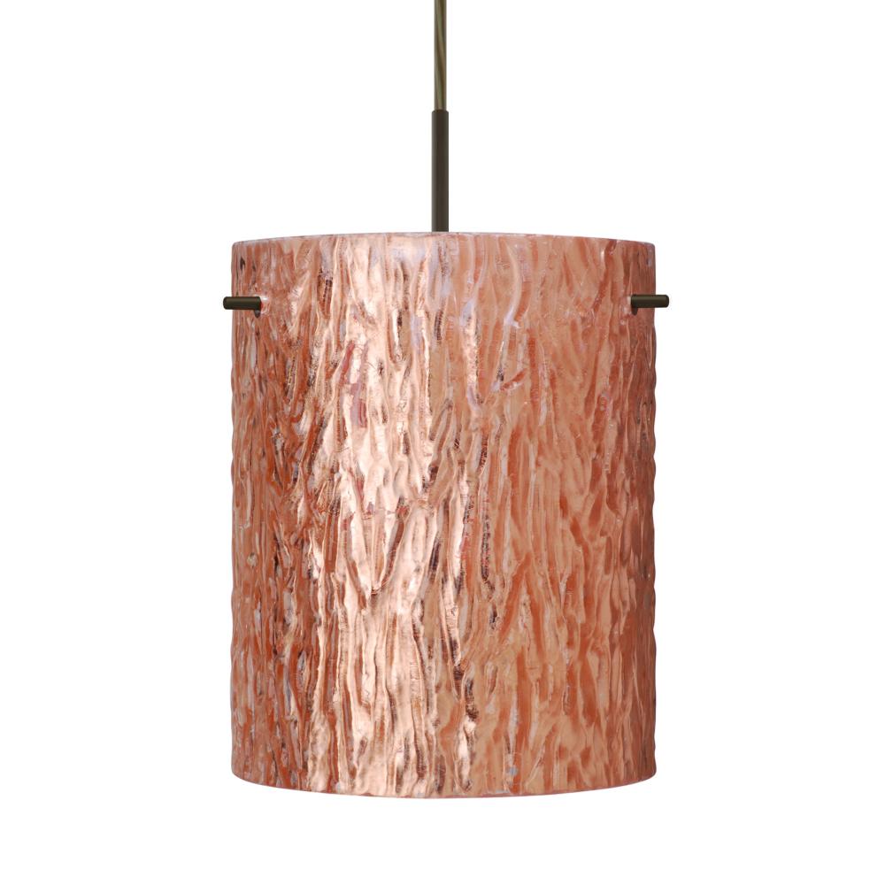 Besa Tamburo 8 Pendant, Stone Copper Foil, Bronze Finish, 1x11W LED