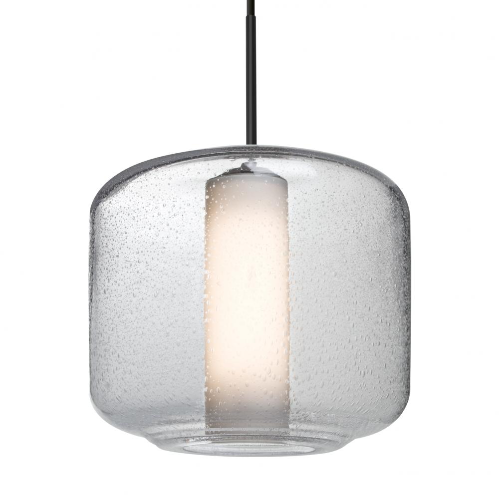 Besa Niles 10 Pendant For Multiport Canopy, Clear Bubble/Opal, Black Finish, 1x5W LED