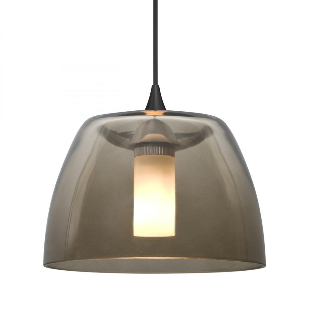 Besa Spur Pendant For Multiport Canopy, Smoke, Black Finish, 1x3W LED