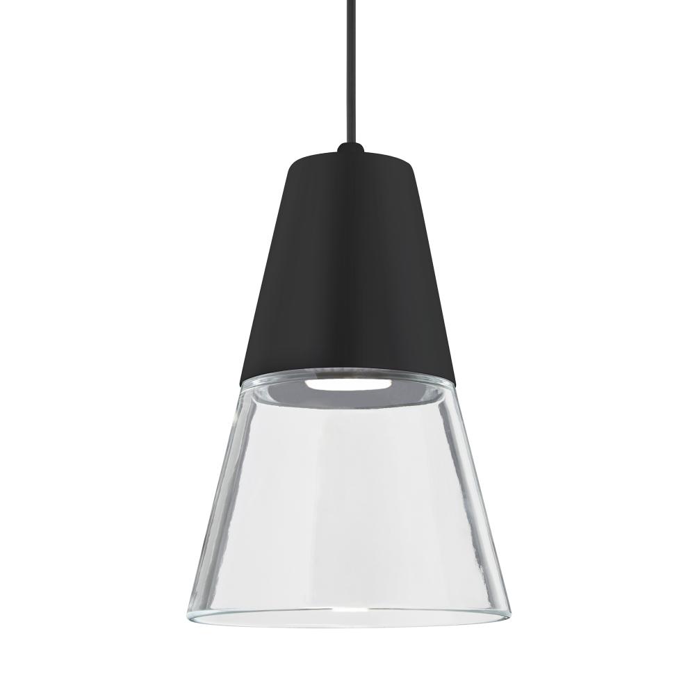 Besa Timo 6 Pendant For Multiport Canopies,Clear/Black, Black Finish, 1x9W LED