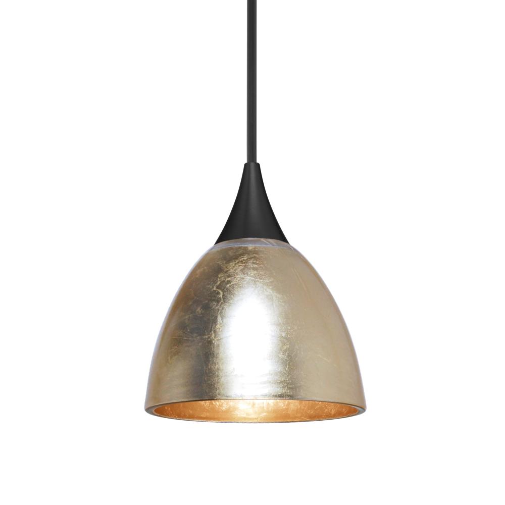 Besa Divi Pendant, Gold Foil, Black Finish, 1x9W LED