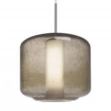 Besa Lighting 1JC-NILES10SO-LED-SN-L - Besa Niles 10 Pendant, Smoke Bubble/Opal, Satin Nickel Finish, 1x5W LED, 15Ft. Cord