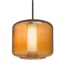 Besa Lighting 1JT-NILES10AO-LED-BK - Besa Niles 10 Pendant, Amber Bubble/Opal, Black Finish, 1x5W LED