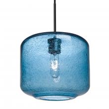 Besa Lighting 1JT-NILES10BL-EDIL-BK - Besa Niles 10 Pendant, Blue Bubble, Black Finish, 1x4W LED Filament