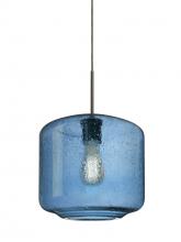 Besa Lighting 1JT-NILES10BL-EDIL-BR-L - Besa Niles 10 Pendant, Blue Bubble, Bronze Finish, 1x4W LED Filament, 15Ft. Cord