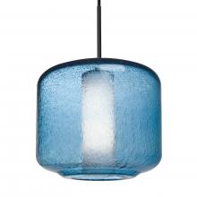 Besa Lighting 1JT-NILES10BO-LED-BK - Besa Niles 10 Pendant, Blue Bubble/Opal, Black Finish, 1x5W LED