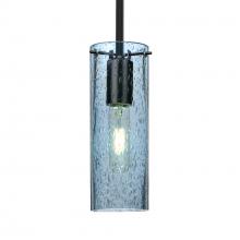 Besa Lighting 1TT-JUNI10BL-EDIL-BK - Besa, Juni 10 Stem Pendant, Blue Bubble, Black, 1x4W LED Filament