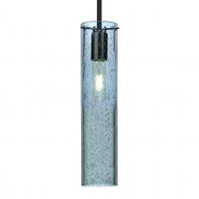 Besa Lighting 1TT-JUNI16BL-EDIL-BK - Besa, Juni 16 Stem Pendant, Blue Bubble, Black, 1x4W LED Filament