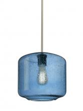 Besa Lighting 1TT-NILES10BL-EDIL-SN-L - Besa Niles 10 Pendant, Blue Bubble, Satin Nickel Finish, 1x4W LED Filament, 15Ft. Cor