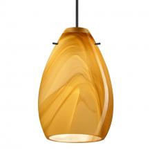 Besa Lighting 1XC-1713HN-LED-BK - Besa Pendant Pera 6, Black Finish, Honey 1x5W LED