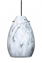 Besa Lighting 1XC-1713MG-LED-BK - Besa Pendant Pera 6, Black Finish, Marble Grigio 1x5W LED