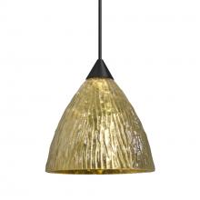 Besa Lighting 1XC-EVEGS-LED-BK - Besa Eve Pendant, Stone Gold Foil, Black Finish, 1x5W LED