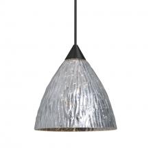 Besa Lighting 1XC-EVESS-LED-BK - Besa Eve Pendant, Stone Silver Foil, Black Finish, 1x5W LED