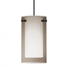 Besa Lighting 1XC-S44007-LED-BK - Besa Pendant Pahu 4, Black Finish, Transparent Smoke/Opal 1x5W LED