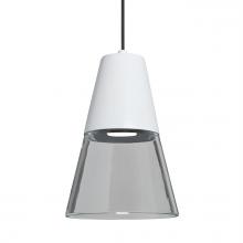 Besa Lighting 1XC-TIMO6WC-LED-BK - Besa Timo 6 Pendant,Clear/White, Black Finish, 1x9W LED