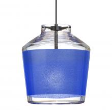 Besa Lighting RXP-PIC6BL-LED-BK - Besa Pendant Pica 6 Black Finish, Blue Sand 1x5W LED