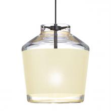 Besa Lighting RXP-PIC6CR-LED-BK - Besa Pendant Pica 6 Black Finish, Creme Sand 1x5W LED