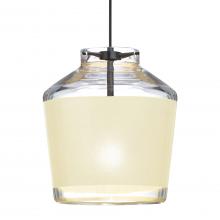 Besa Lighting XP-PIC6CR-LED-BK - Besa Pendant Pica 6 Black Finish, Creme Sand 1x5W LED