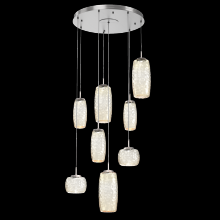 Hammerton CHB0091-08-SN-A-C01-L1 - Vessel 8pc Round Multi-Pendant-Satin Nickel-Amber Blown Glass-Cloth Braided Cord-LED 2700K