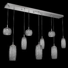 Hammerton PLB0091-09-SN-S-C01-L1 - Vessel 9pc Linear Multi-Pendant-Satin Nickel-Smoke Blown Glass-Cloth Braided Cord-LED 2700K