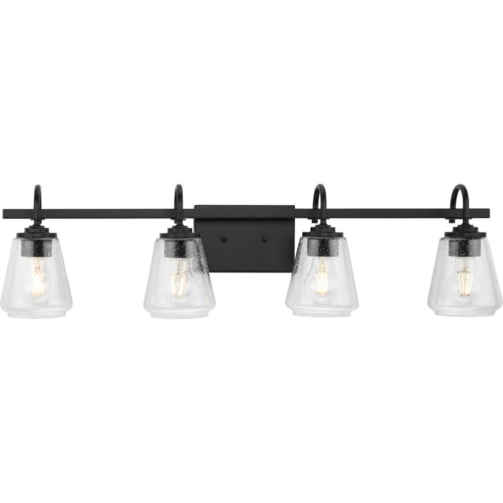 Martenne Collection Four-Light Matte Black Modern Farmhouse Vanity Light