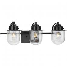 Progress P300436-31M - Northlake Collection Three-Light Matte Black Clear Glass Transitional Bath Light