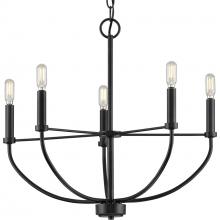 Progress P400202-031 - Leyden Collection Five-Light Matte Black Farmhouse Style Chandelier