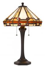 CAL Lighting BO-3016TB - 60W X 2 Tiffany Table Lamp with Pull Chain Switch with Resin Lamp Body