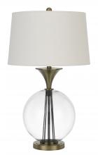 CAL Lighting BO-2990TB - 150W 3 Way Moxee Glass/Metal Table Lamp with Hardback Taper Drum Fabric Shade