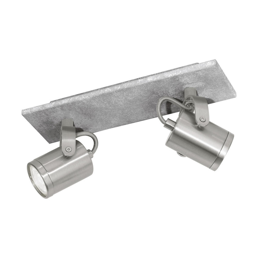 2x5W Track Light w/ Concrete Grey Look Finish w/ Brushed Nickel & Chrome Lamp Heads